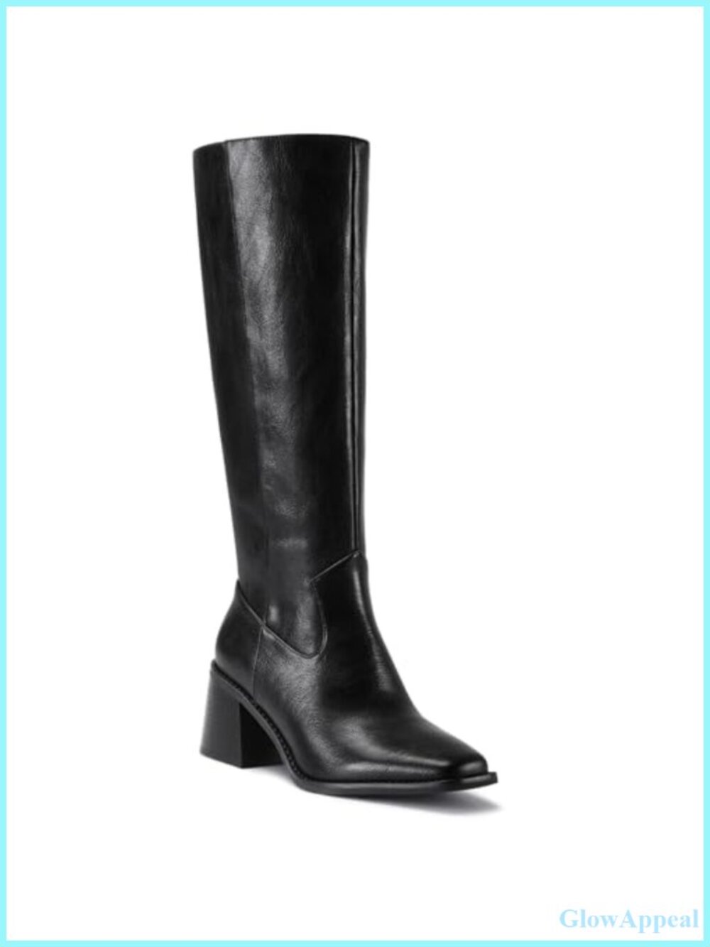 Square Toe Knee High Boots Women Chunky Block Heel Tall Pull-On